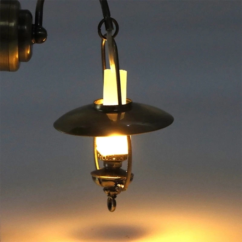 2 uds casa de muñecas para niños linterna de aceite Vintage en miniatura escala 1: 12 Mini lámpara de pared muebles modelo casa de muñecas Micro decoración de paisaje - imagen 3