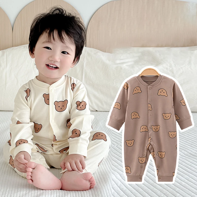 Milangel-Mono de algodón para bebé, ropa interior agradable para la piel, Pelele de oso de dibujos animados, ropa de dormir para recién nacido de 0 a 2 años, Otoño, novedad