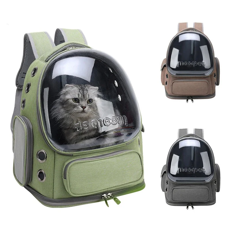 Mochila para gatos con cápsulas espaciales transparentes, mochila transpirable con doble hombro para mascotas, bolsa de transporte portátil para exteriores, portador para gatos
