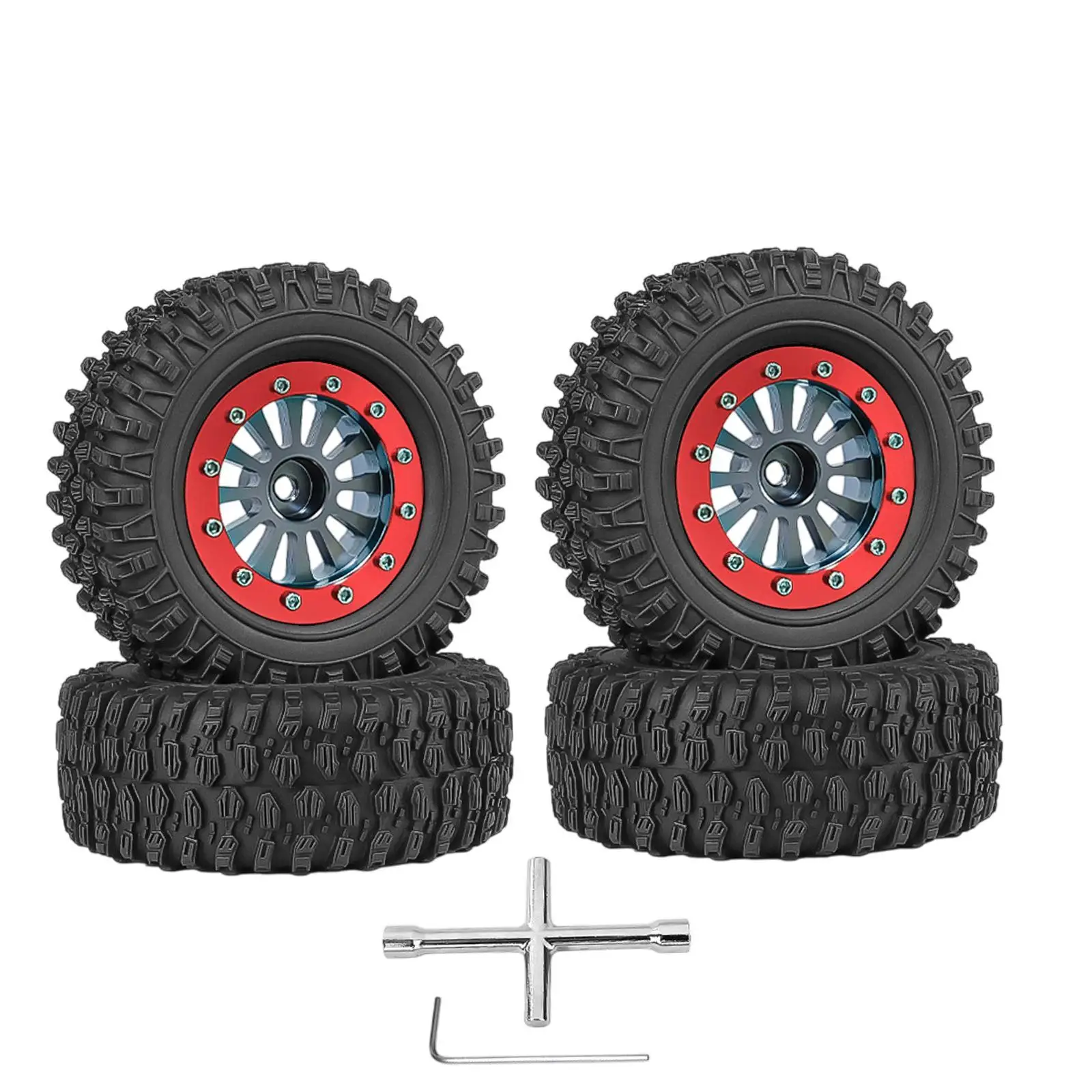 4Pcs RC Wheels and Tires RC Tires with Wheel Rim for TRX4M Models 1/18 Scale