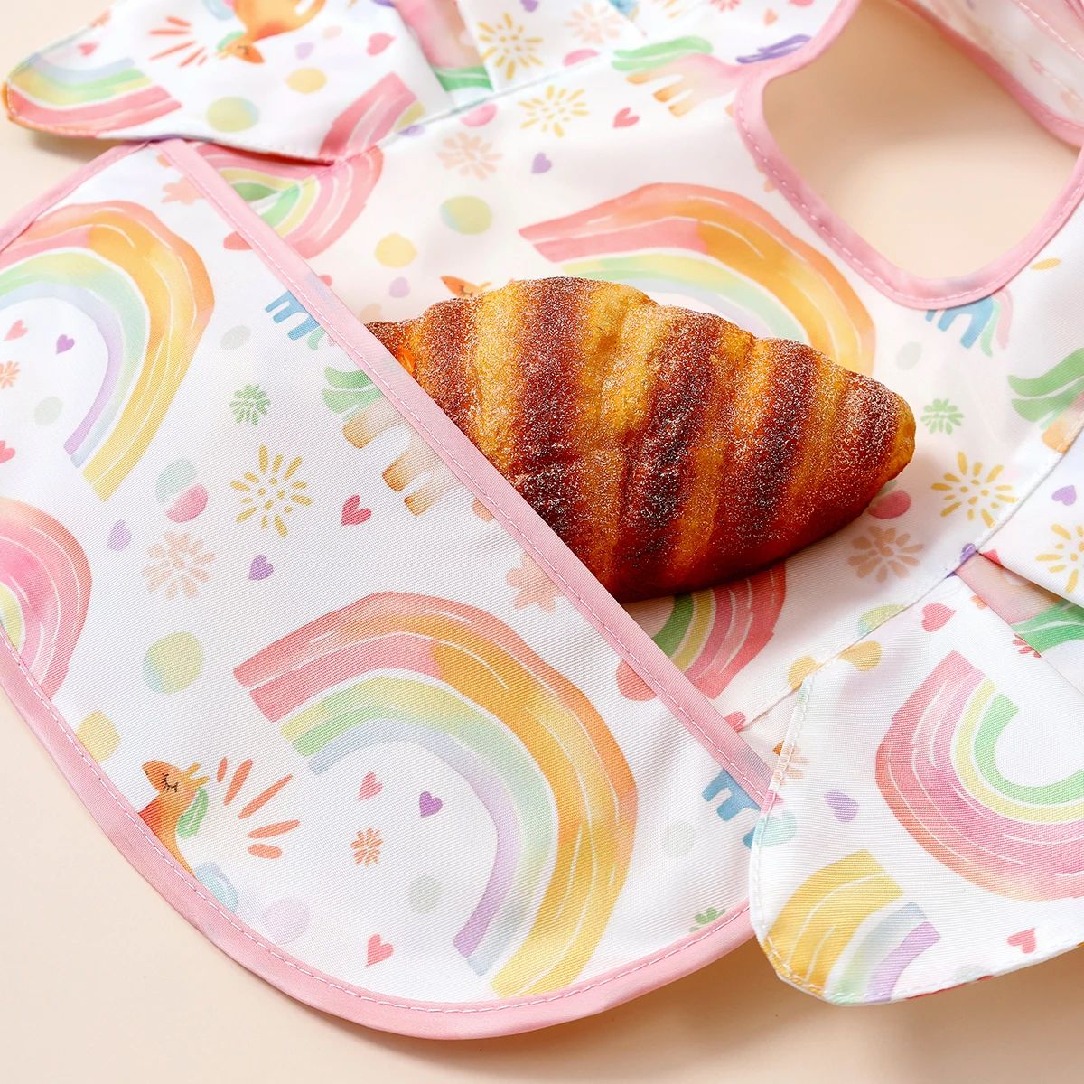 Babero para bebé con diseño de orejas de elefante, babero impermeable sin mangas para alimentación infantil, Baberos 100% poliéster con bolsillo para comida para comer, 1 ud. - imagen 2