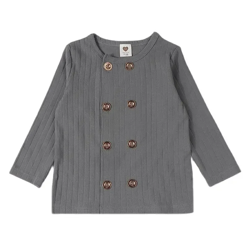 Camiseta manga larga acanalada con botones dorados para niño y niña – Invierno - imagen 5
