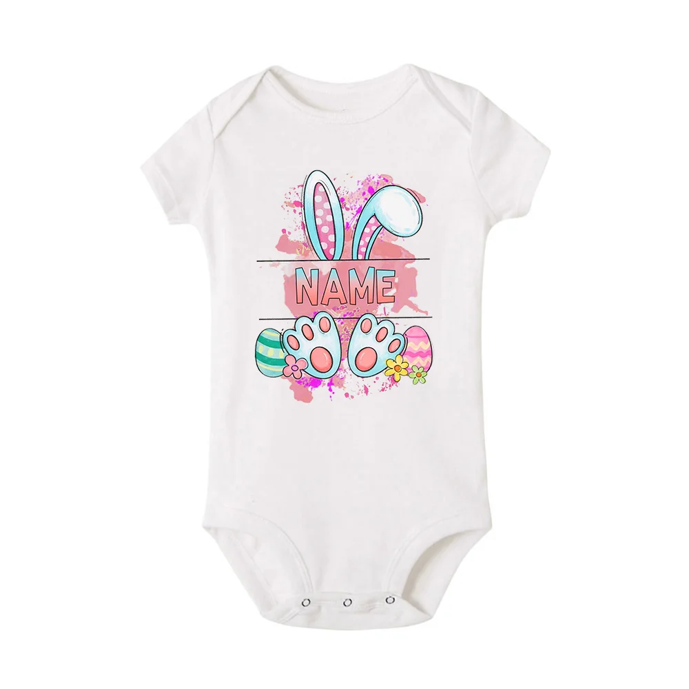 Body personalizado de Pascua para bebé, traje de fiesta infantil con nombre personalizado, ropa para niños y niñas, mono bonito de conejito para recién nacido - imagen 5