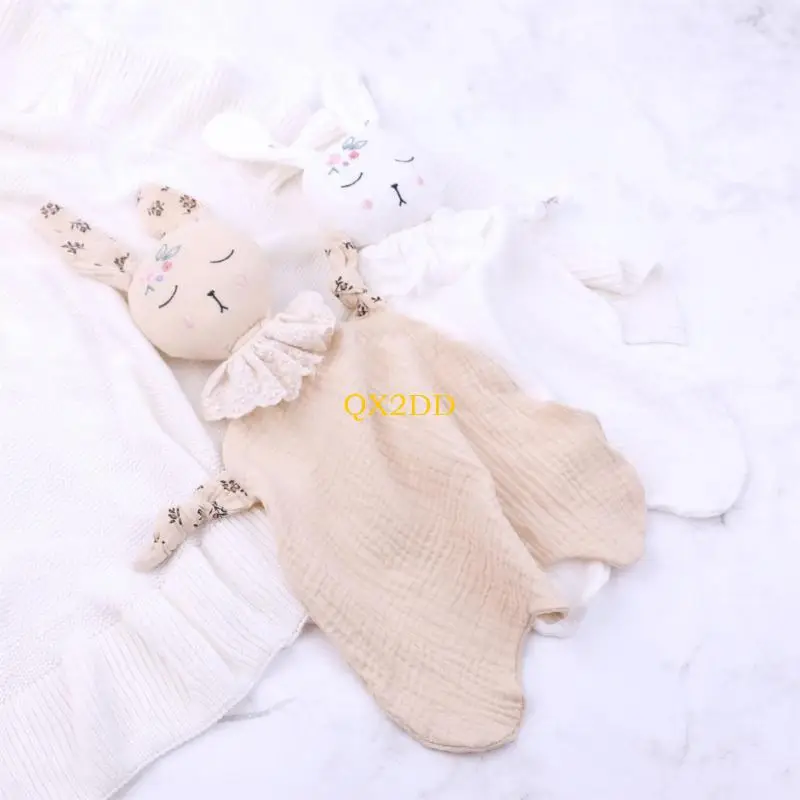 QX2D Toalla calmante para bebé, babero, manta cómoda para animales, paño suave algodón para eructar - imagen 3