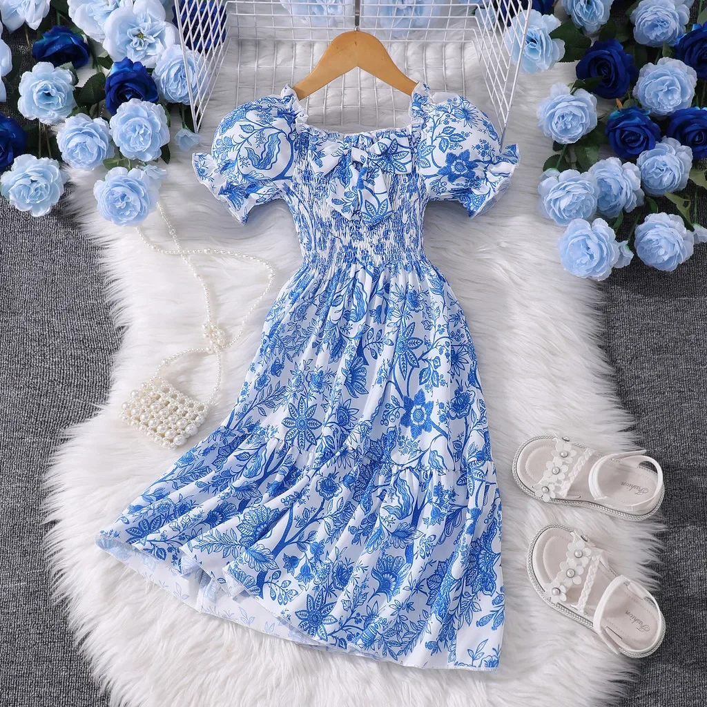 Vestido largo floral de verano para niñas – Elegante fiesta cumpleaños - imagen 5