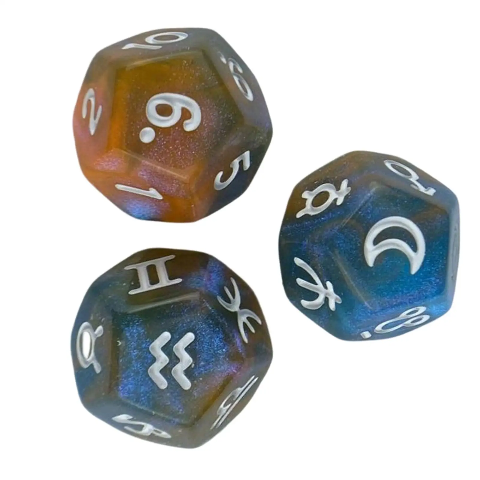 3x Astrological Dice Polyhedral Dice Set Cards Dice Set Party Supplies D12 Dices