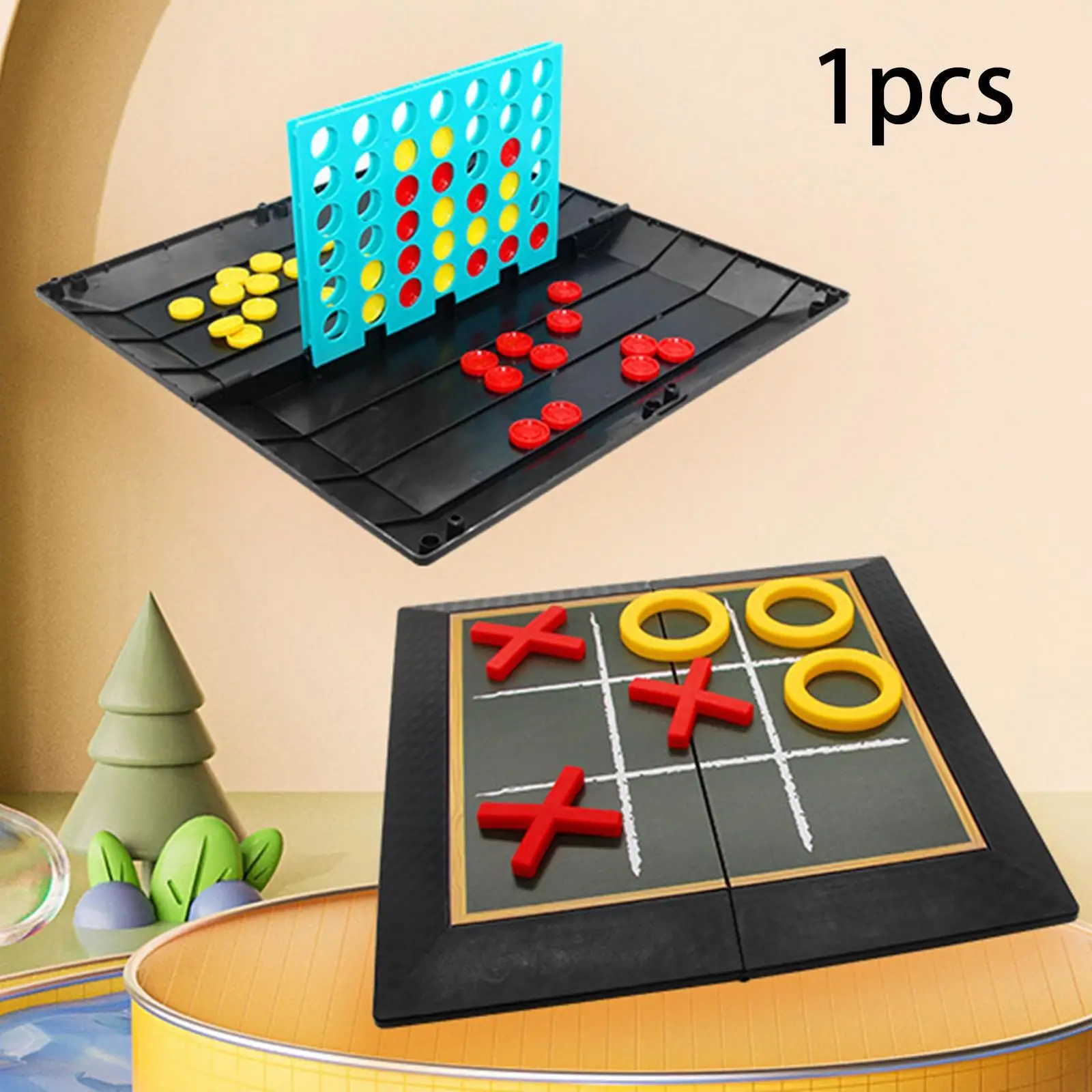 2 in 1 Borad Games Line up 4 Game and Tic Toe Game Foldable for Family Teens