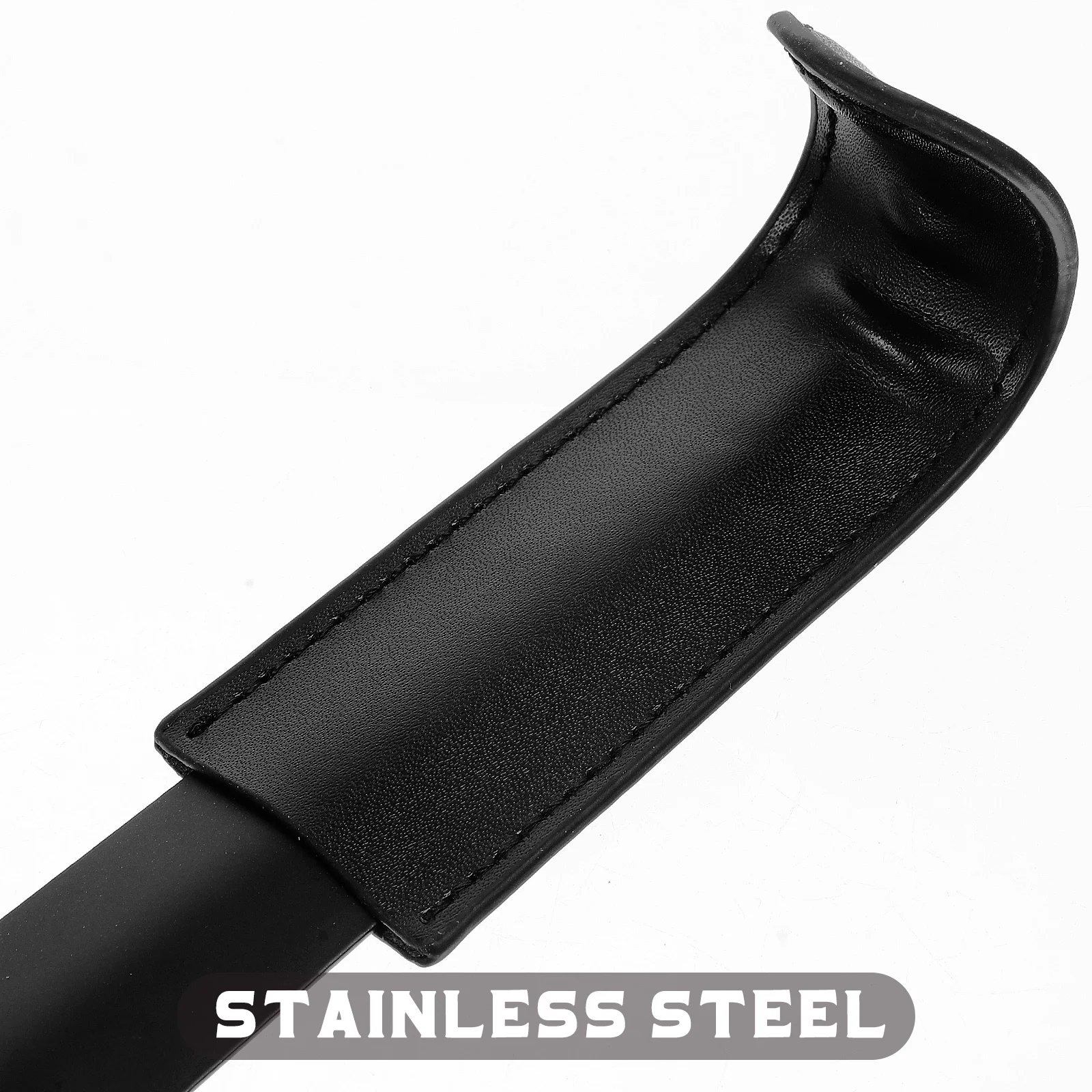 Calzador negro de acero inoxidable de primera calidad, mango largo, bordes lisos, agarre cómodo, elevador de zapatos duradero para viaje y hogar - imagen 5