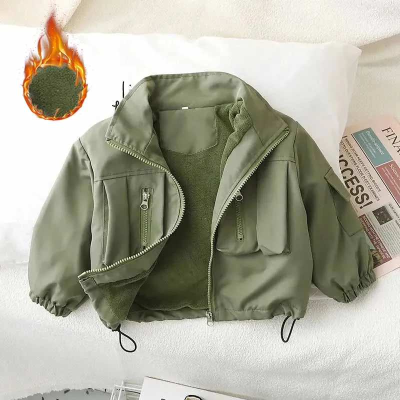 Chaqueta acolchada para niños de invierno con forro polar térmico