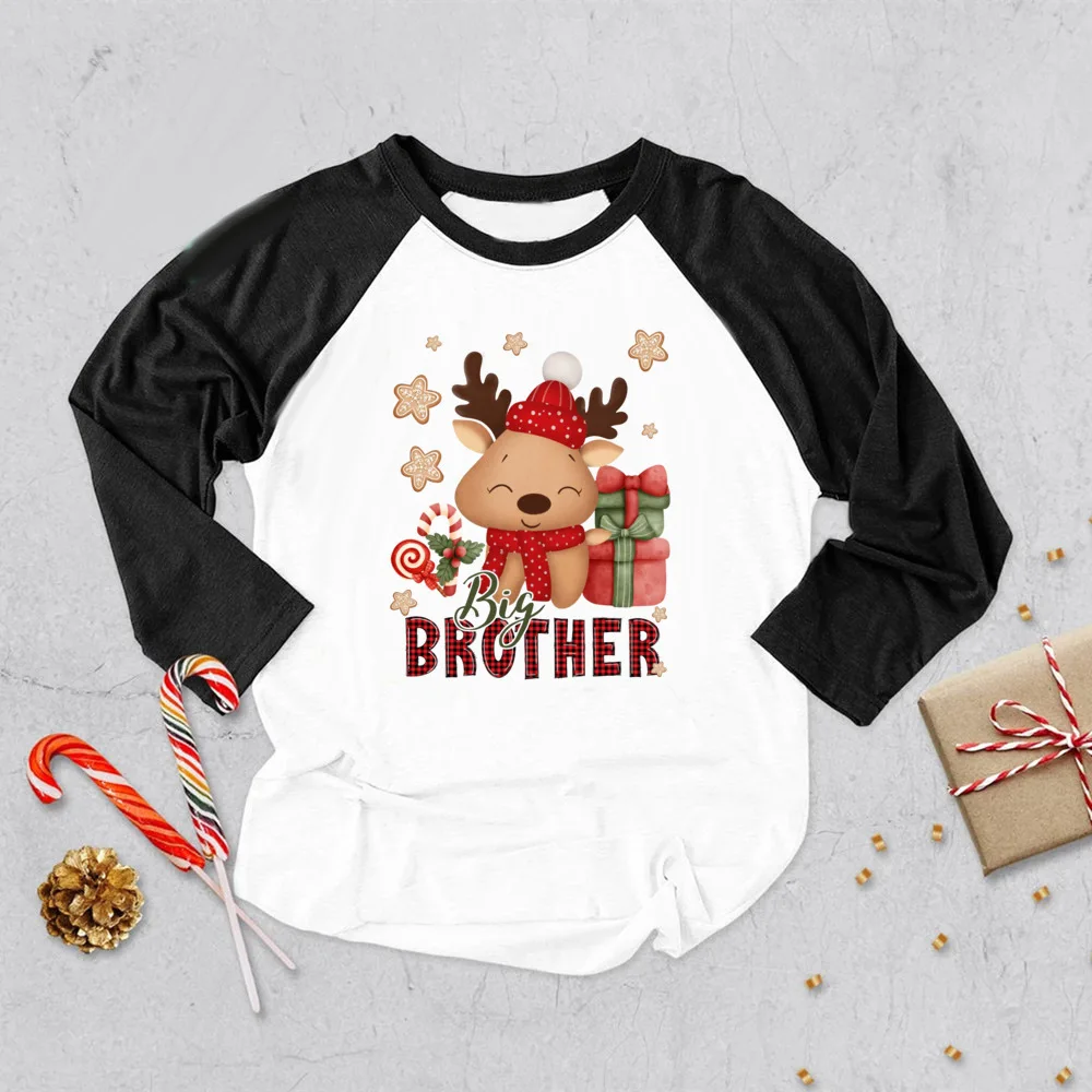 Camisa con estampado de ciervo para niños y niñas, ropa de manga larga para fiesta de Navidad, Tops para hermanos y vacaciones - imagen 3