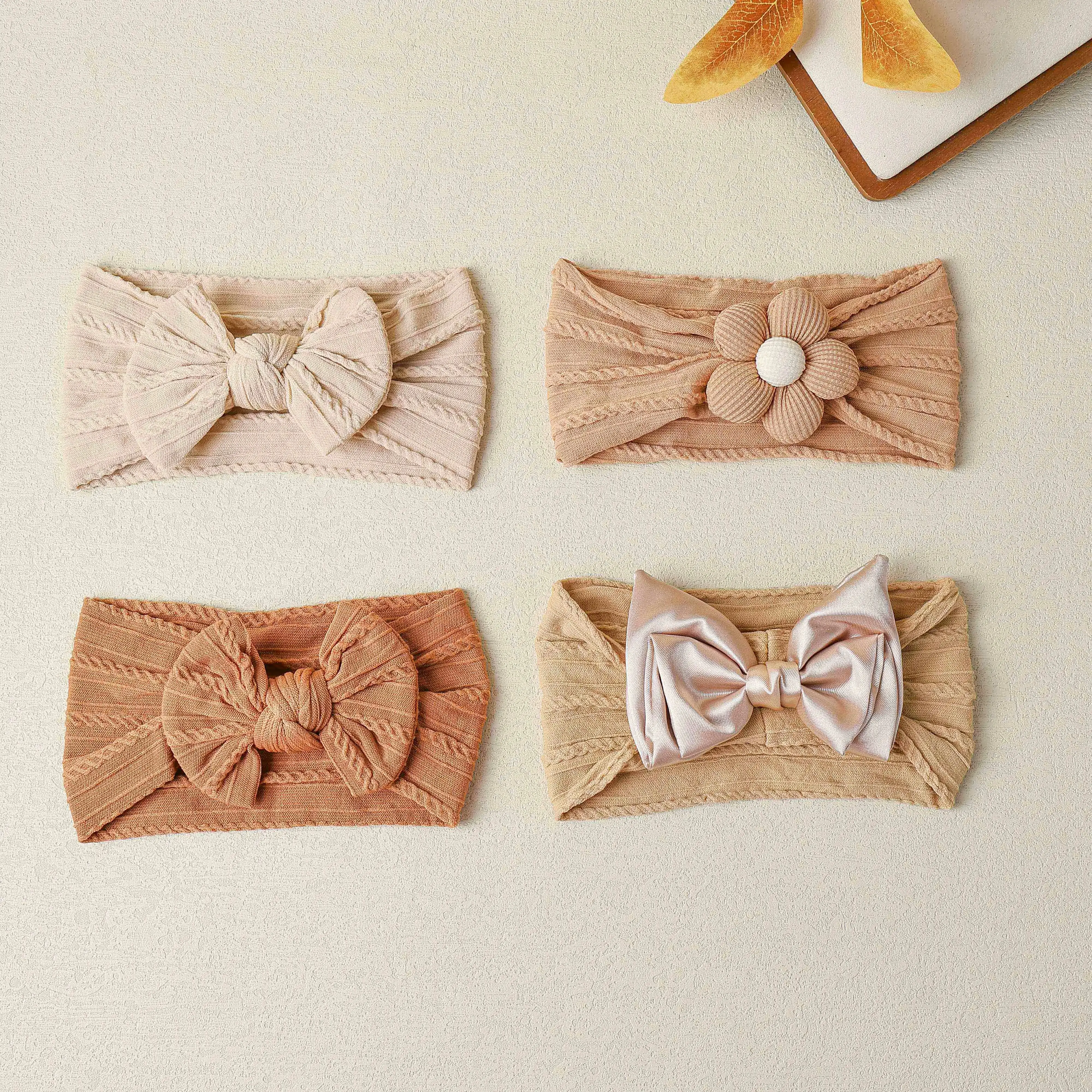 Diademas bebé elásticas con lazo floral suave para recién nacidos - imagen 2