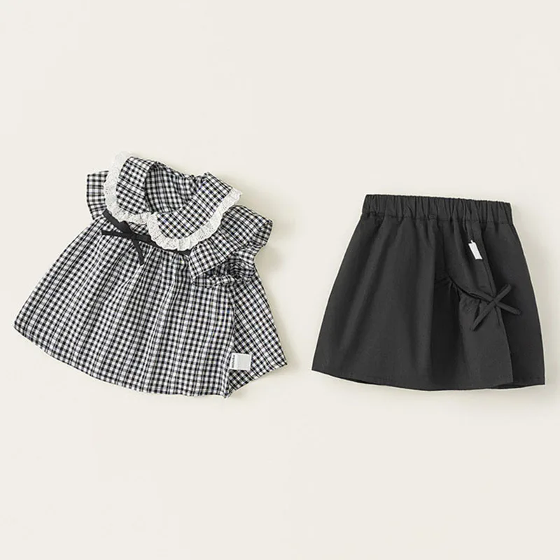 Conjunto verano niña top sin mangas y falda de cuadros - imagen 3
