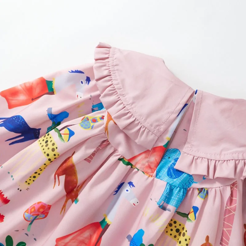 Ssummer Vestido niña manga larga cuello muñeca estilo veraniego - imagen 5