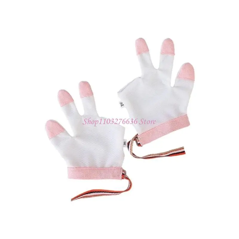 R6FD Cómodos guantes para manos bebé con dedos divididos para desalentar masticación los dedos - imagen 3