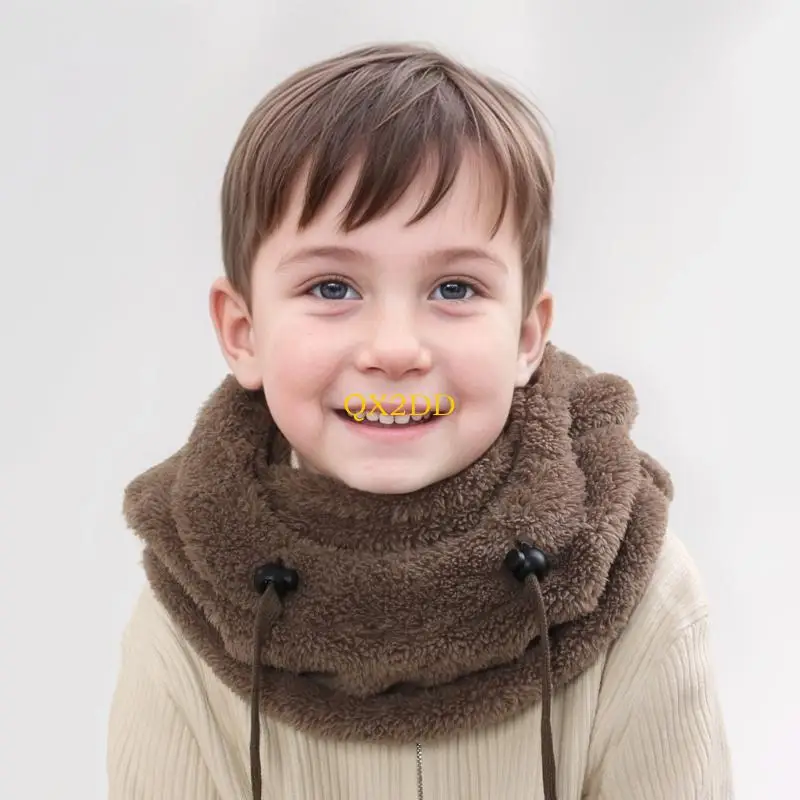 QX2D Gorros gruesos y cálidos con máscara para niños, bufanda felpa invierno, sombrero para exteriores, calentador a - imagen 3