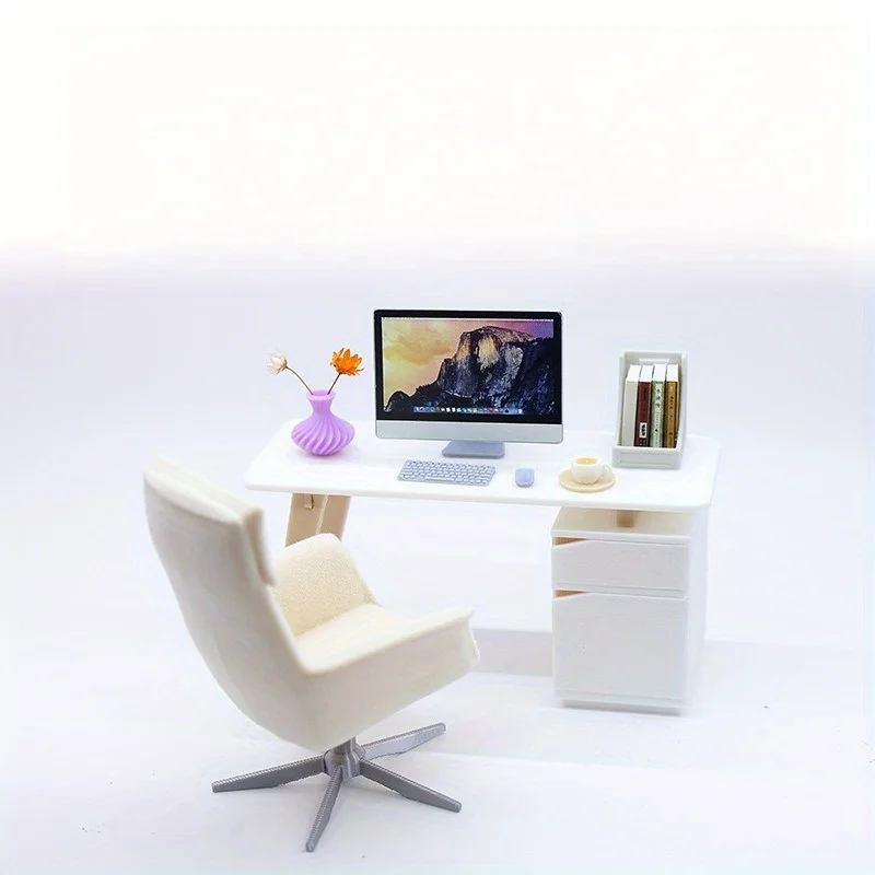 Mesa y silla de oficina para casa de muñecas – Juego simbólico - imagen 2