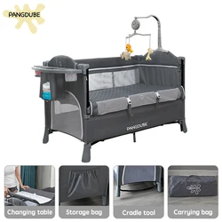 PANGDUBE Cuna de noche plegable para bebé con cambiador y balancín