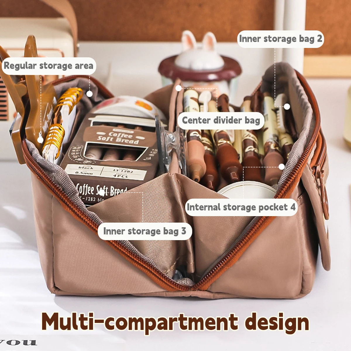 Bolsa de lápices con prisma de corazón femenino, caja de papelería para estudiantes femeninas de gran capacidad, bolsa de papelería de aspecto alto, caja de lápices multifuncional - imagen 5