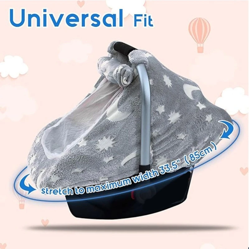 Funda de asiento de coche de seguridad para bebé de Franela suave, dosel de asiento de coche a prueba de viento con ventana de malla transpirable, funda para cochecito de bebé - imagen 2