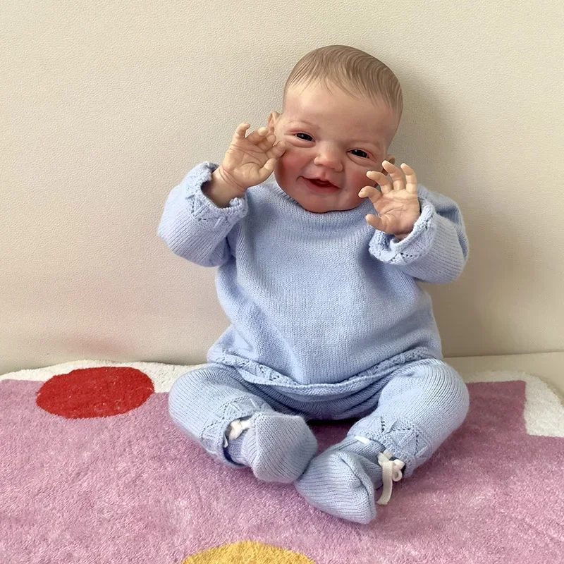 NPK 19 ''piel 3D de alta cantidad con venas visibles igual que la foto Reborn Charlie Smile Face muñeca bebé realista de tacto suave - imagen 3