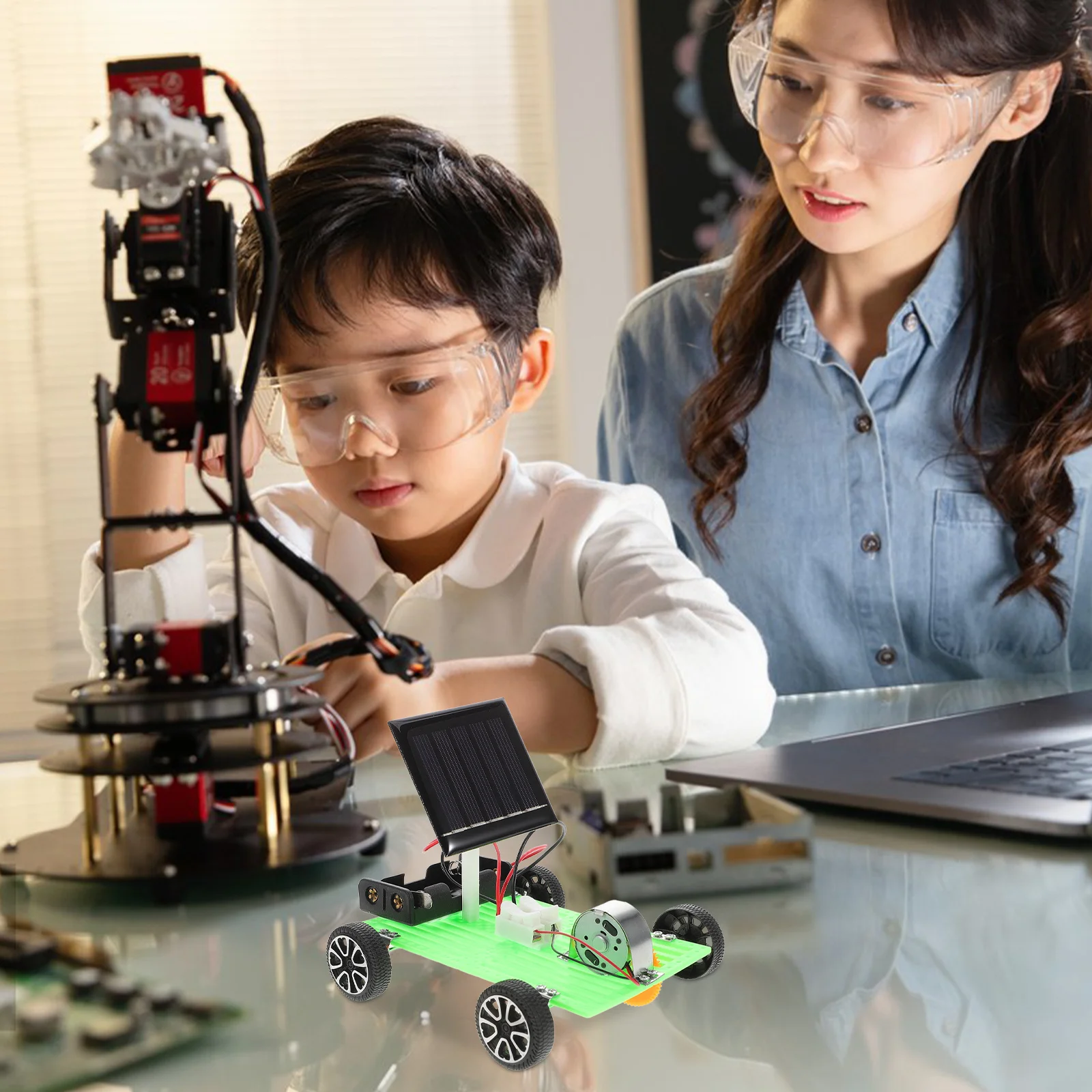 Kit de bricolaje de coche Solar con vástago para niños, ciencia educativa, montaje de vehículo impulsado, juego de aprendizaje, accesorio de enseñanza - imagen 4