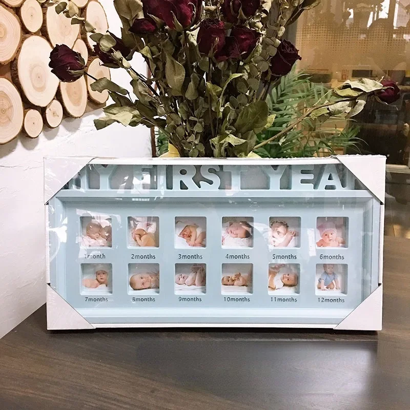 Marco de recuerdo de bebé de primer año, fotos de 0-12 meses, recuerdos para niños, regalo de memoria en crecimiento para niños - imagen 4
