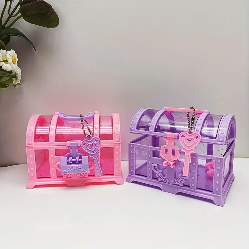 Joyero infantil con rosas para niñas, cofre con cerradura