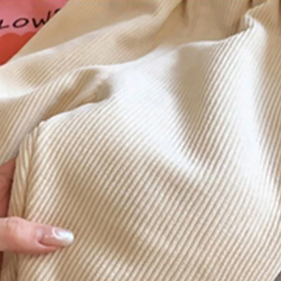 Pantalones de pana para bebés y niños, pantalones informales de pierna recta cálidos térmicos con forro polar para invierno, ropa para niños y niñas - imagen 4