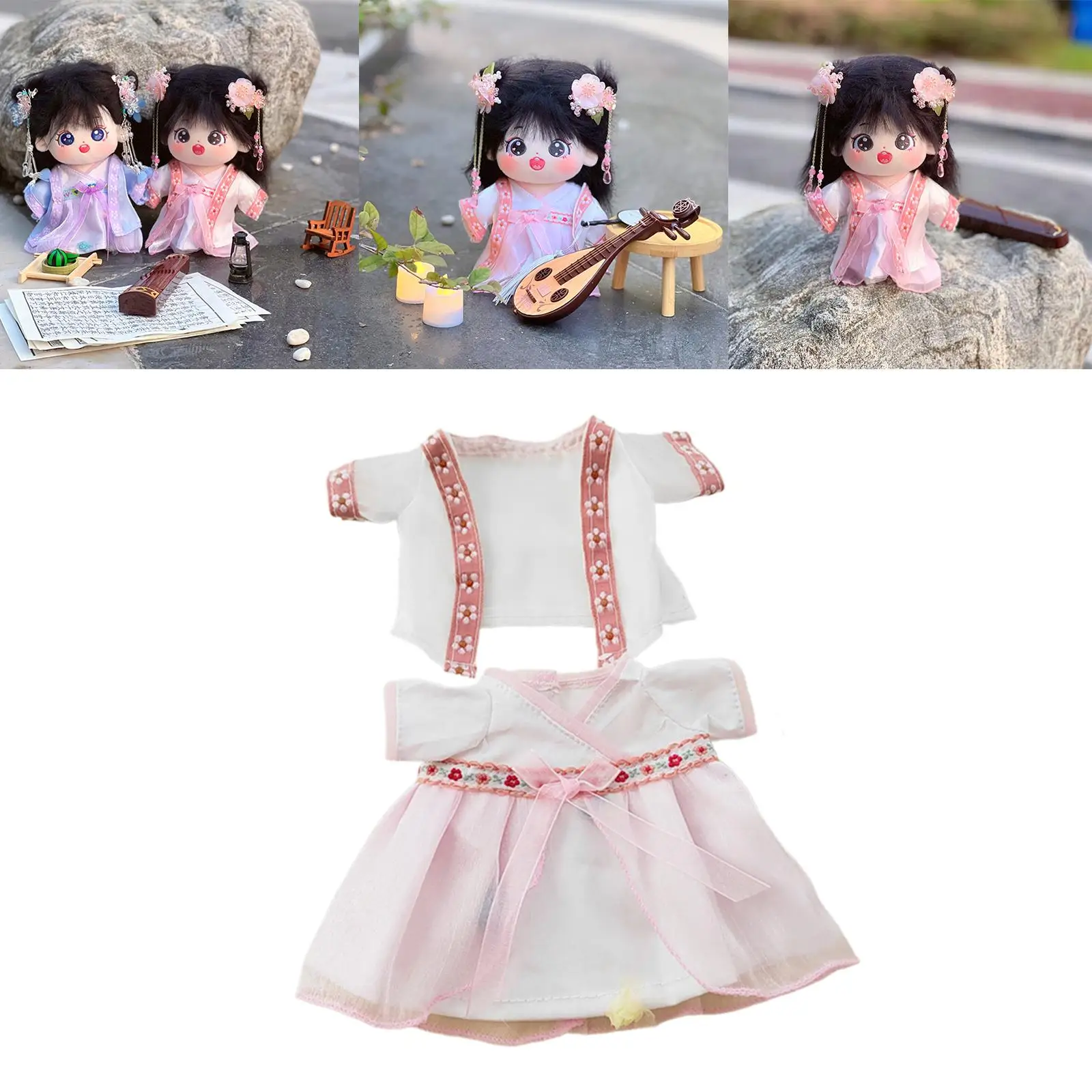 2x Fashion Dolls Hanfu Skirt Doll Clothes Costume for 7.8inch Dolls Dress up