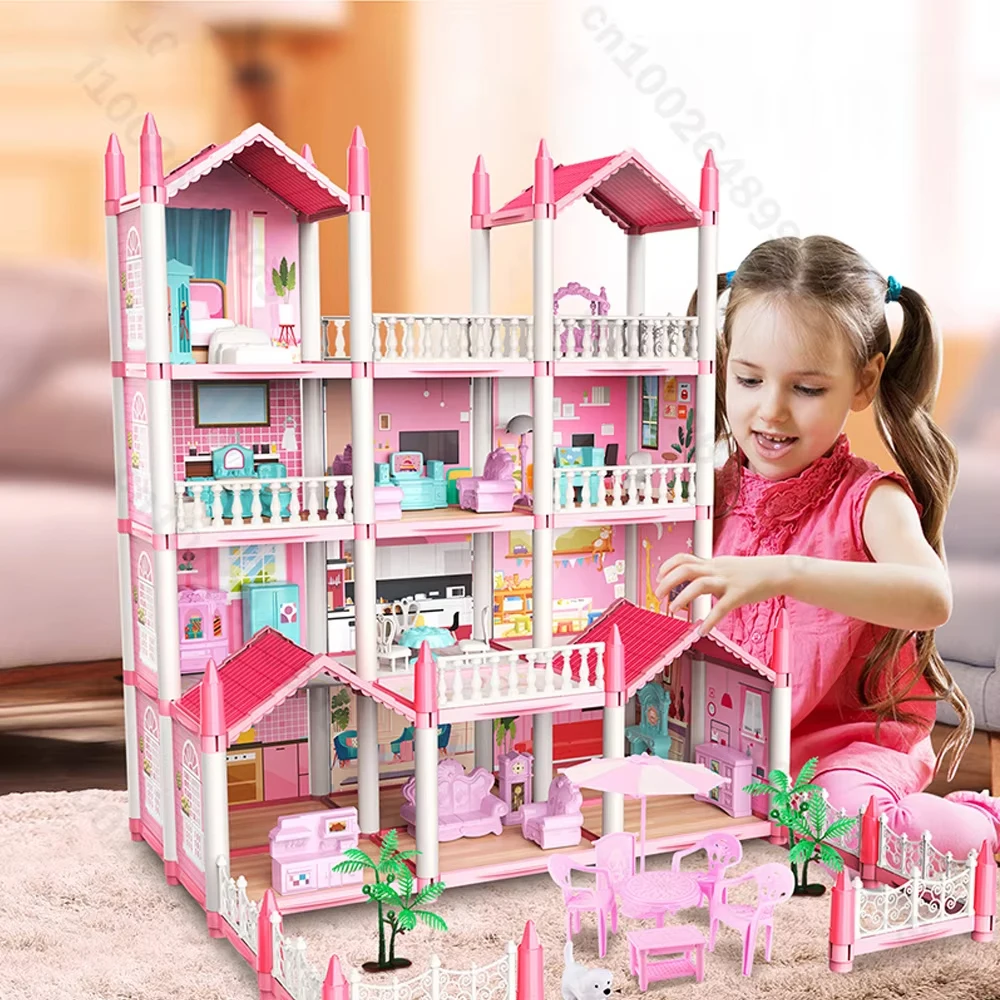 Casa de muñecas infantil con accesorios y luces LED para niña - imagen 5