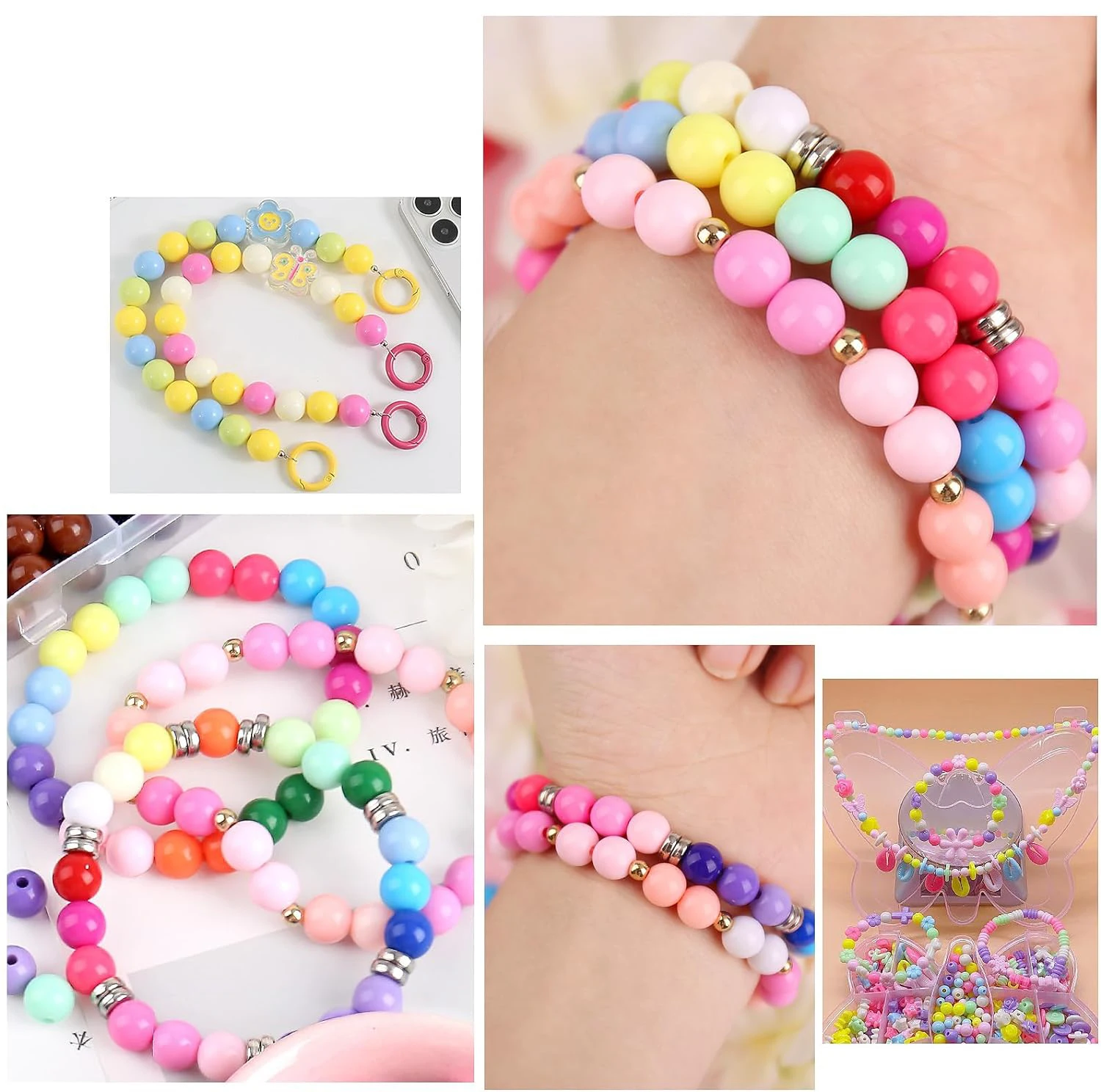 6-16mm 20-200 unids/lote cuentas redondas acrílicas multicolores cuentas espaciadoras artesanales para joyería DIY pulsera collar pendientes Accesorios - imagen 4