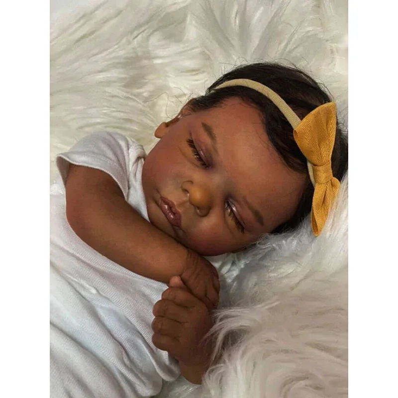 Muñeca Reborn Romy recién nacido con pelo tejido a mano - imagen 5
