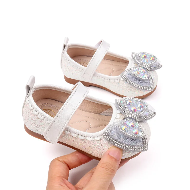 Zapatos de princesa para niños pequeños con lazo, zapatos ostentosos a la moda para niñas, nuevos zapatos planos de cuero para bebés de primavera y otoño - imagen 2