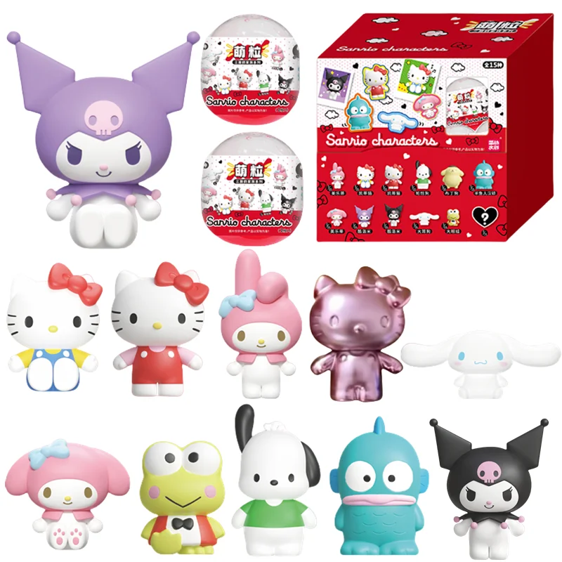 JANDOOM Sanrio Kuromi Hello Kitty Melody Cinnamoroll Pochacco Hangyodon figura de Anime muñeca de grano de arroz caja ciega juguete regalo de cumpleaños