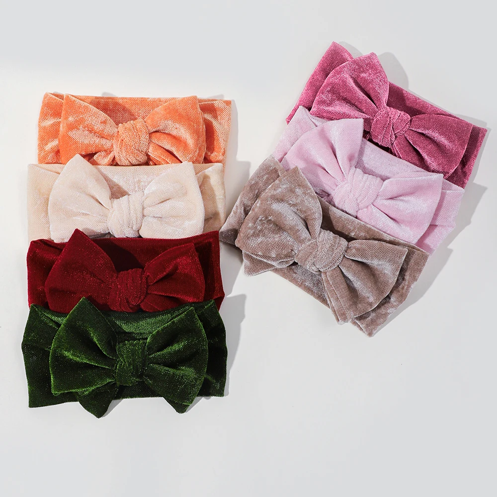 Diadema para bebé para niña, lazos de terciopelo, bandas para el cabello para niña, turbante elástico suave, gorros para niño recién nacido, accesorios para el cabello para bebé