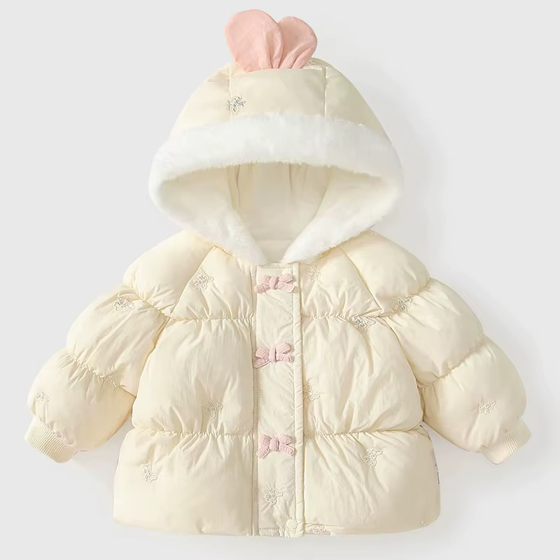 Abrigo invierno niña forro polar capucha estilo princesa