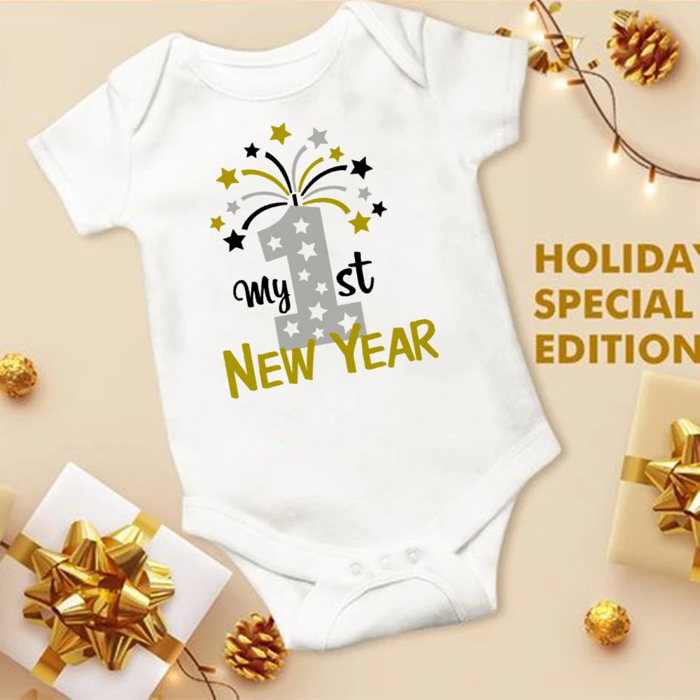 Mi primer Body estampado para bebé recién nacido, pelele infantil de Año Nuevo, mono de manga corta para niño, ropa, regalo de ducha para recién nacido - imagen 4