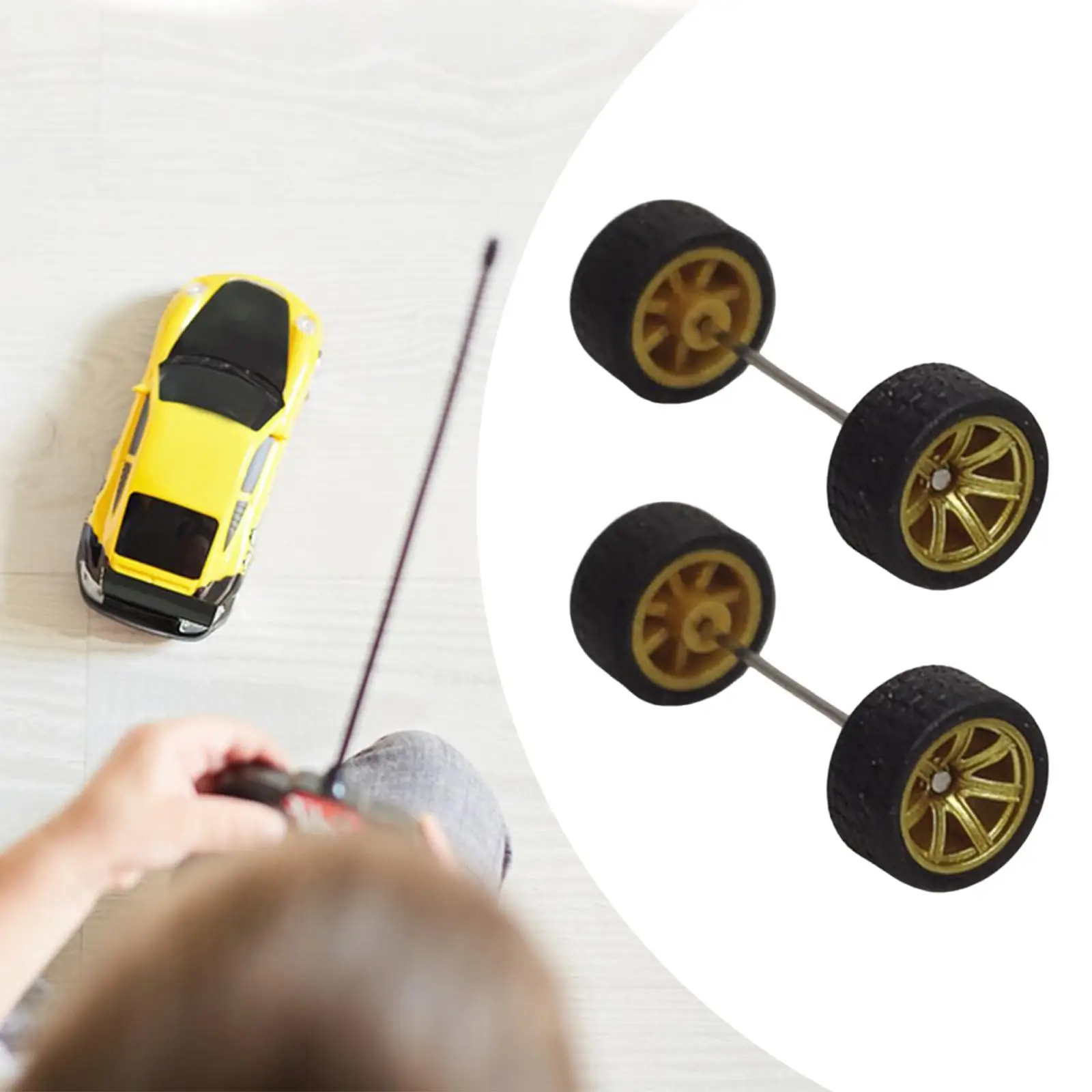 Pair of 1/64 Scale Wheel Rims with Mini Roll Shaft for Diecast Cars