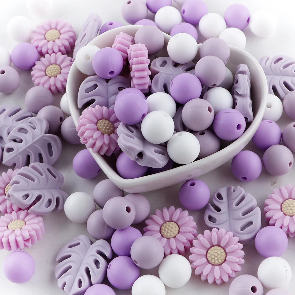 40 unids/lote nueva Margarita/hoja/15mm juego de cuentas de silicona para fabricación de joyería DIY pulseras collares pendientes pluma Etc accesorios hechos a mano