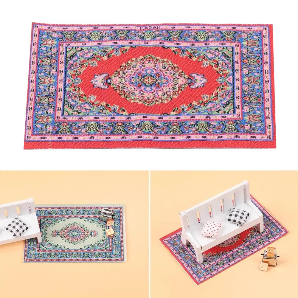 Alfombrilla de hilo de estilo turco a escala 1:12, revestimientos de suelo, alfombra de casa de muñecas, Ojos de Persia, Alfombra tejida en miniatura, accesorios para muñecas - imagen 2
