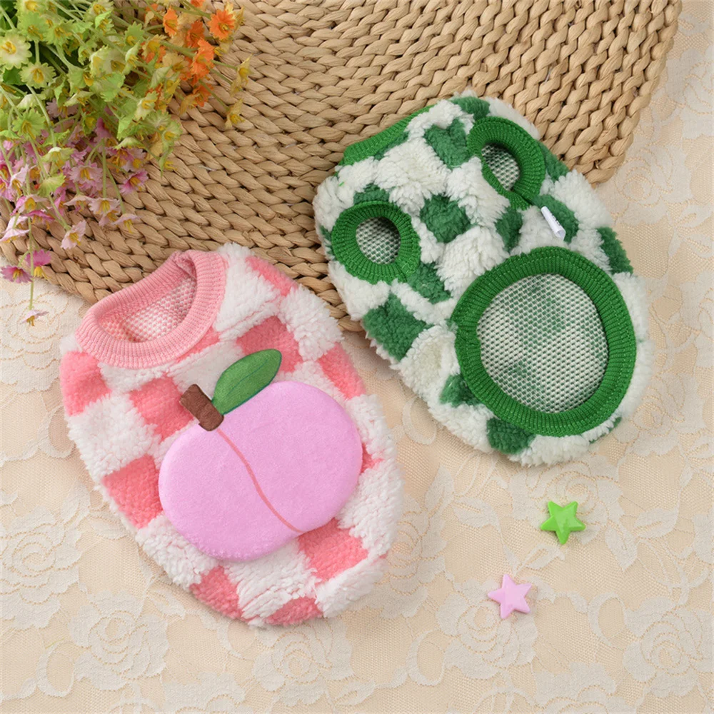 Invierno conejito gatito suéter cálido polar pequeño Animal pulóver fruta estampado conejo conejillo de indias Chinchillas chaqueta mascotas ropa - imagen 4