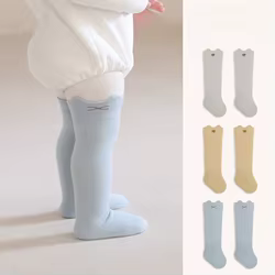 Calcetines hasta el muslo de Color sólido para bebé de 0 a 3 años, calcetines largos suaves para niños recién nacidos, calcetines hasta la rodilla, medias transpirables para niños y niñas