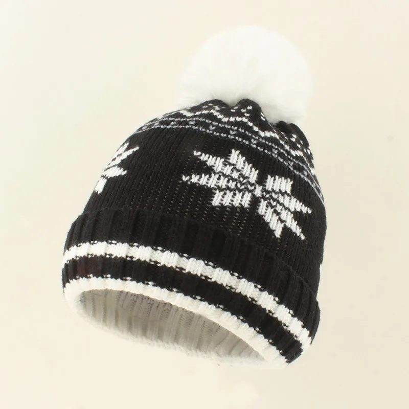 Gorro de punto de invierno para niños – Jacquard con copo de nieve retro - imagen 5