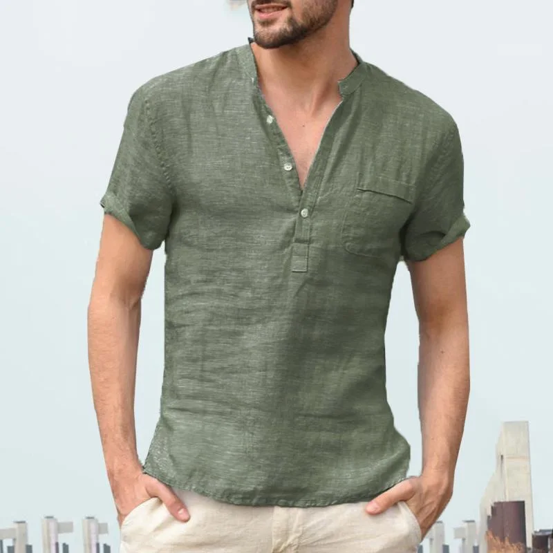 Camisa de manga corta delgada con cuello alto semicerrado - imagen 3
