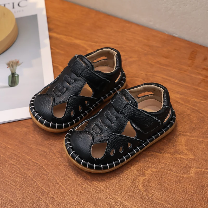 Sandalias de playa de verano para niños, sandalias de cuero genuino para bebés y niños, zapatos antideslizantes de suela suave para niños pequeños, zapatos informales para niños - imagen 4