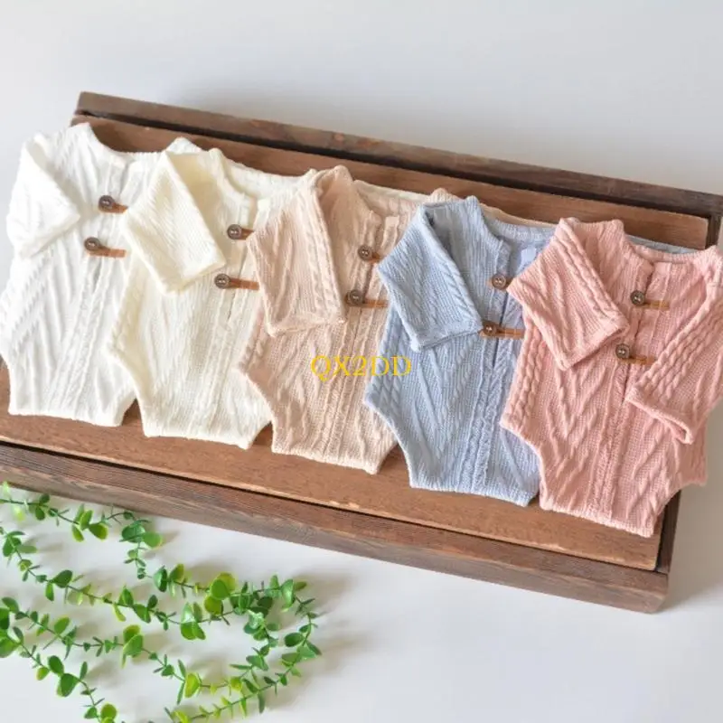 QX2D Cómodo mameluco punto accesorios fotografía bebé traje sesión fotos - imagen 5