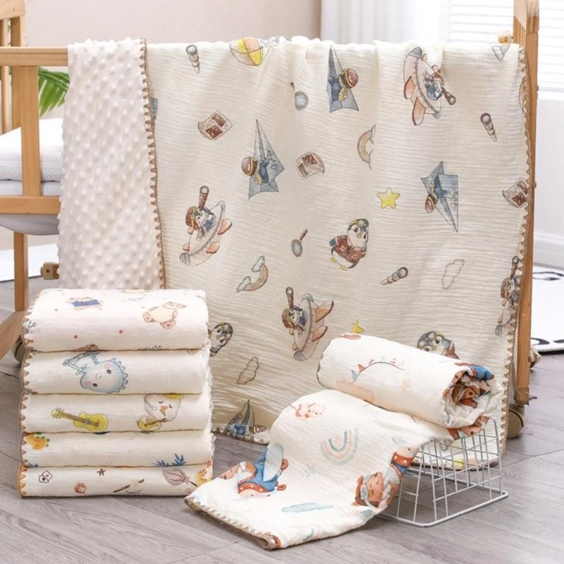 Manta verano para bebé M76C con diseño encantador, manta fina ligera, manta suave y cómoda para recién nacidos, regalo para y