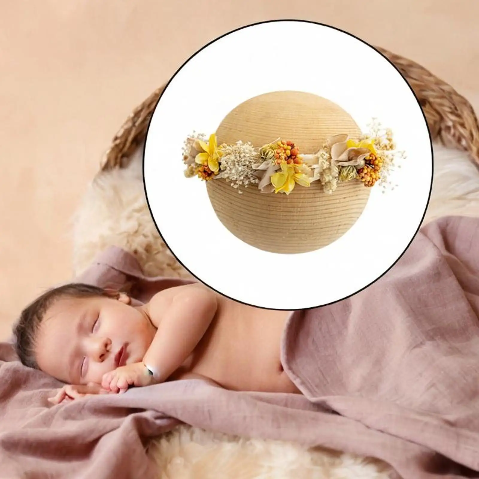 Newborn Flower Headband 0-6 Months Party Kids Birthday Adjustable Hairband