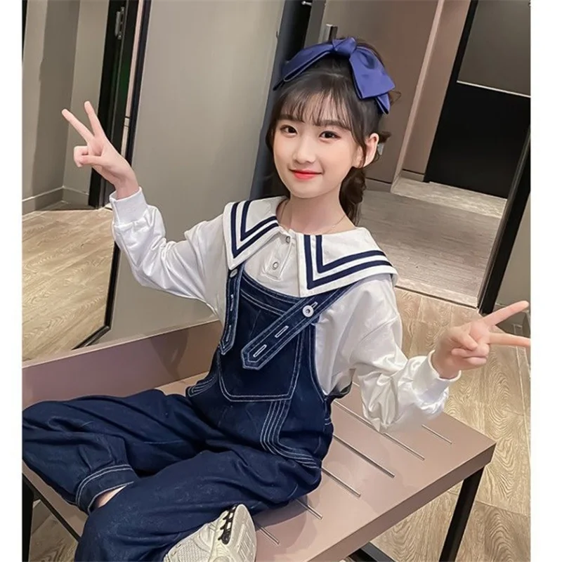 Monos de mezclilla informales para niñas, monos medianos y grandes, estilo de primavera y otoño, monos de mezclilla versátiles a la moda, nuevos - imagen 3