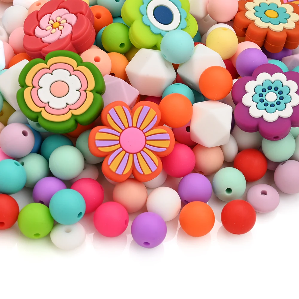 Cadena chupete con cuentas silicona floral para bebé mordedor BPA - imagen 3